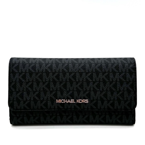 Michael Kors Large Trifold Wallet Black - Picture 1 of 8